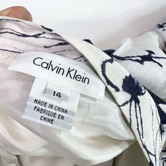 Calvin Klein Skirt Womens 14 Black & White Floral Print Silk Mini Pleated NWT - Picture 7 of 9